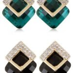 Shining Diva Fashion 18k Gold Plated Austrian Crystal Earrings for Women & Girls | Luxury Rhinestone Square Italian Designer Earrings | Latest Stylish Fancy Zircon Party Earring - Fast Shipping to USA & Canada