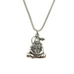Gehena by Estele Pavanputra Hanuman Ji Meditative Sitting Pose Locket Pendant for Men & Women: Oxidized Silver Plated Spiritual Hanuman Necklace with Chain for Unisex? OSAK049-IROX PENDANT - Fast Shipping to USA & Canada
