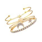 Fashion Frill Bracelet For Women Star Moon Design AD Studded Multi Layered Gold Plated Cuff Bangle Bracelet For Women Girls Stackable Bracelet Womens Jewellery - Fast Shipping to USA & Canada
