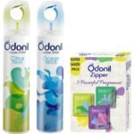 Odonil Room Air Freshner Spray - 440ml Combo (Pack of 2, 220ml each) | Citrus Fresh & Ocean Breeze & Odonil Bathroom Air Freshener Zipper Mix -30gm Citrus, Jasmine, Lavender(10gm*3) COMBO - Fast Shipping to USA & Canada