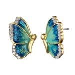 Ruvee Blessings from Heaven Pinion Orange Green Butterfly Gold Plated Luxury Brass Butterfly Earrings for Your Valentine for Women & Girls - Fast Shipping to USA & Canada