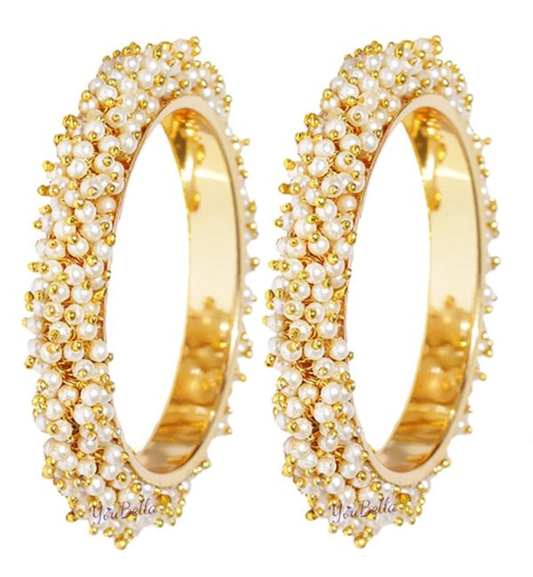YouBella Jewellery for women Traditional Pearl Studded Gold Plated Bangles for Women and Girls - Fast Shipping to USA & Canada