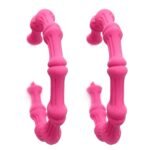 KARATCART Matte Pink Finish Bamboo Design Half Hoop Earrings for Women - Fast Shipping to USA & Canada