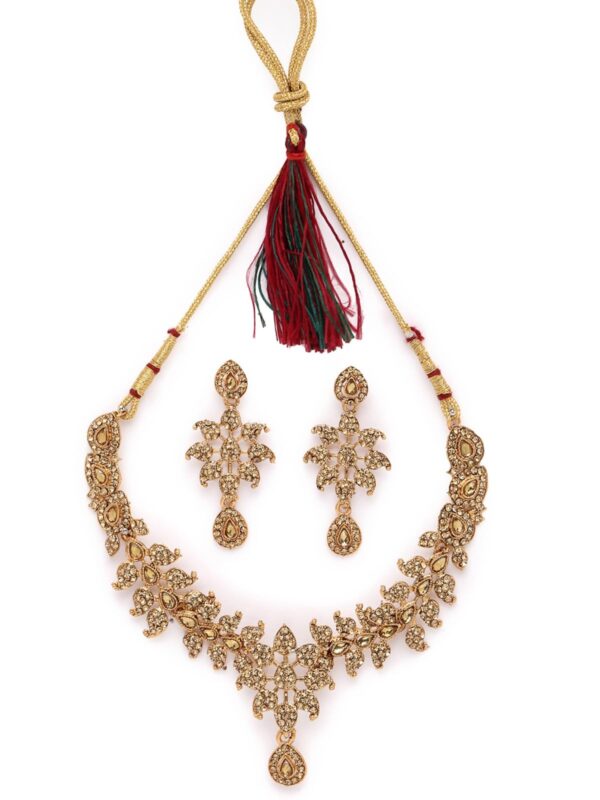 Sukkhi AD Stone Collar Necklace Set with Earrings - Fast Shipping to USA & Canada