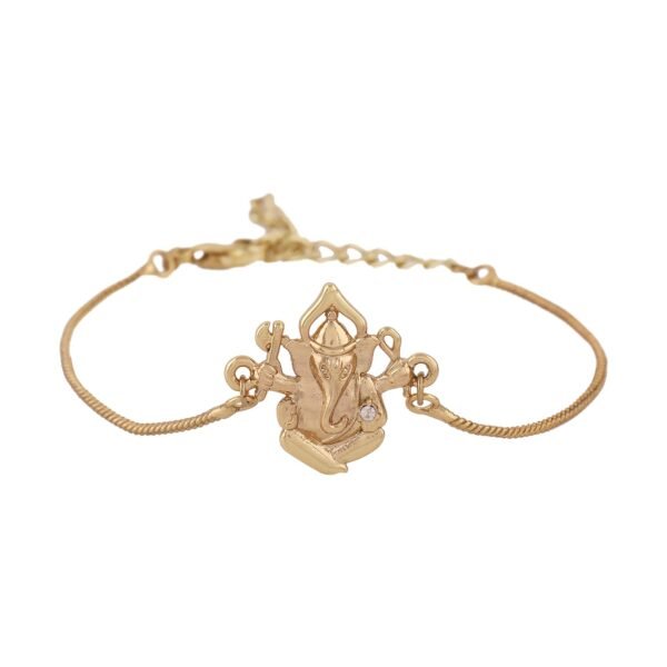 Estele Jewellery Bracelet for Girls Gold Plated Sacred Ganapati Charm Bracelet with White Austrian Crystal for Men & Women-102154-YBWE BR - Fast Shipping to USA & Canada