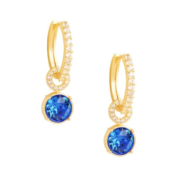 MINUTIAE Dangling Blue Sapphire Crystal & White Diamond Stud Earrings for Women & Girls - Fast Shipping to USA & Canada