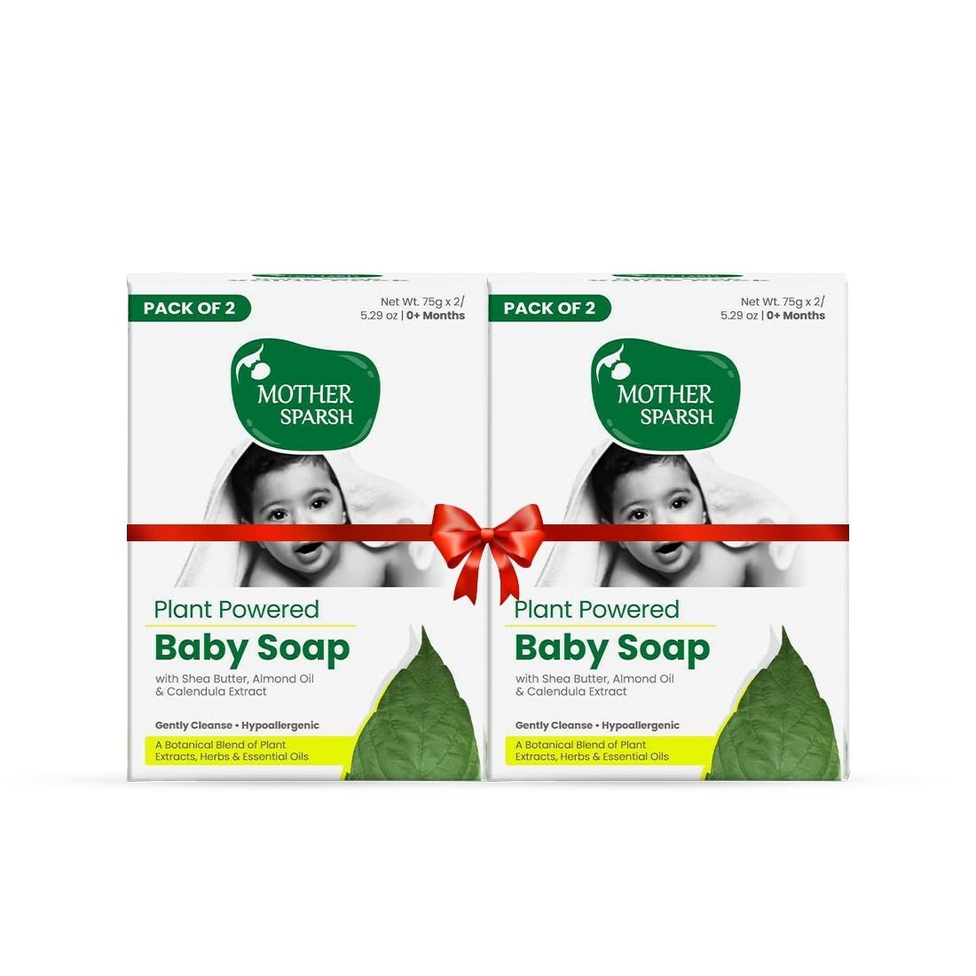 61XUo5UWOZL.jpg Mother Sparsh Plant Powered Natural Baby Soap - Pack of 4X75gms | Hypoallergenic & Tear-Free Soap for Babies, Newborns - Fast Shipping to USA & Canada - Image 1