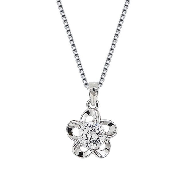 GIVA 925 Silver Zircon Flower Pendant with Box Chain | Gifts for Girlfriend, Gifts for Women and Girls |With Certificate of Authenticity and 925 Stamp | 6 Month Warranty*