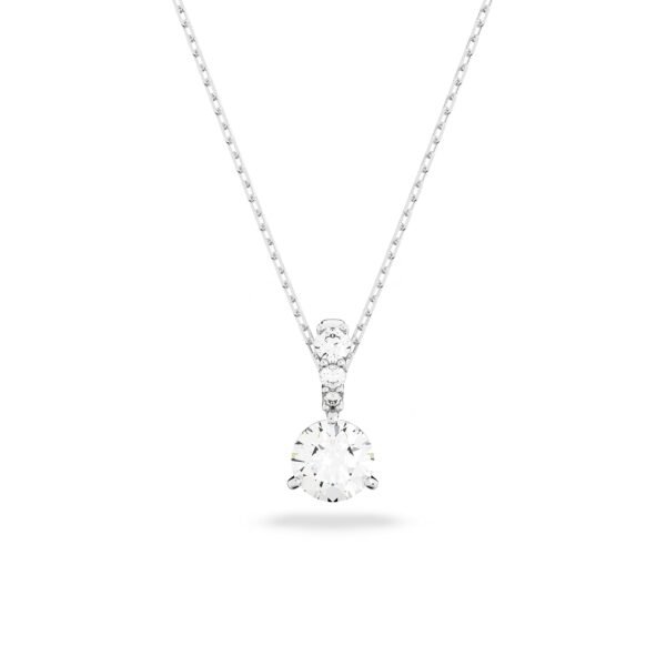 Swarovski Solitaire Pendant, Round Cut, White, Rhodium Plated For Womens - Fast Shipping to USA & Canada