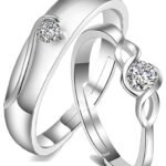 Karatcart Platinum Plated Silver Crystal Elegant Couple Adjustable Ring Gift for Men and Women - Fast Shipping to USA & Canada