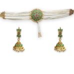 ACCESSHER Pearl Beads Floral Pendant Choker Necklace Set with Earrings - Fast Shipping to USA & Canada