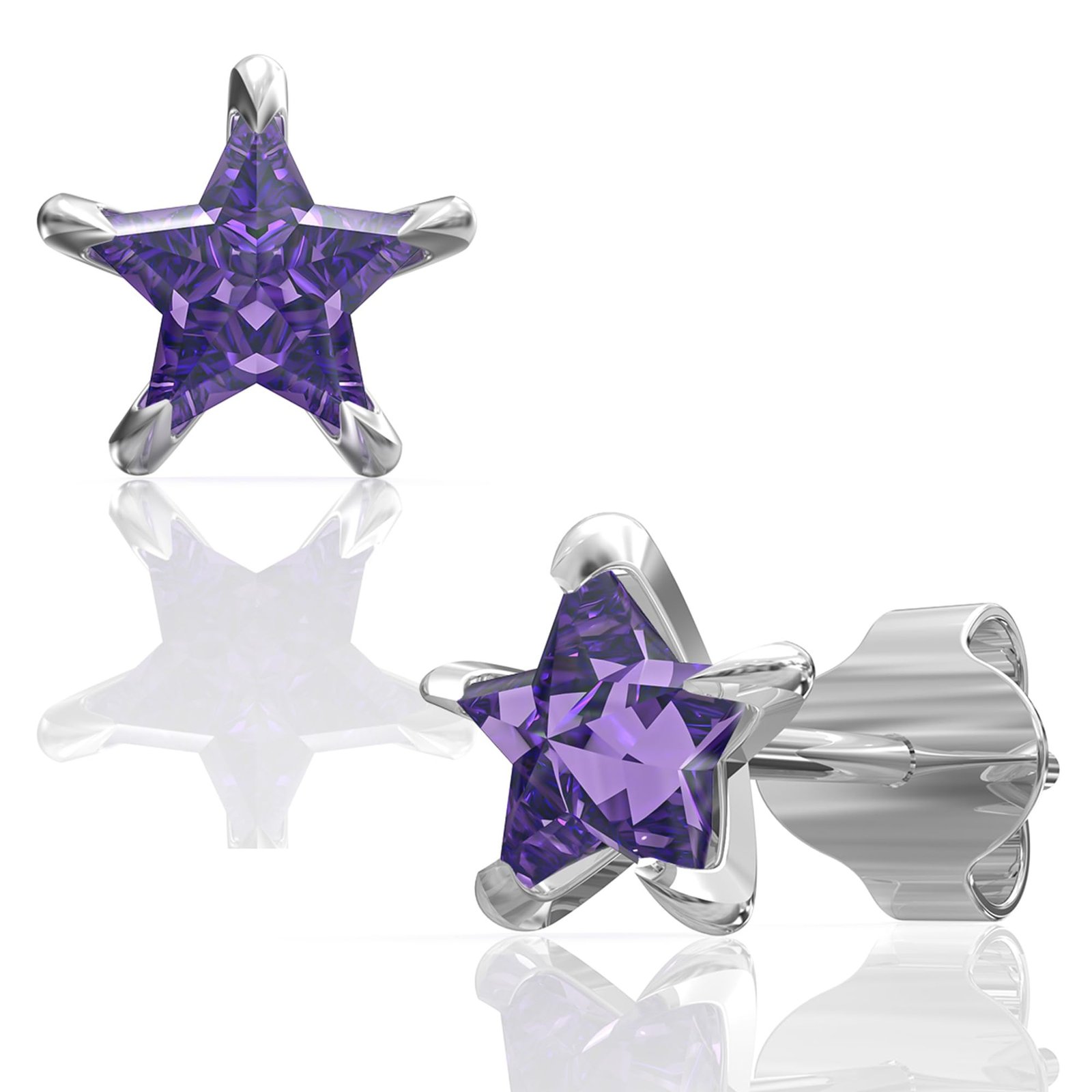61aJU-mUHML-1.jpg ANAYRA 925 Sterling Silver Purple Star Stud Earrings for Women & Girls | Hallmark Certified Fashion Jewellery - Fast Shipping to USA & Canada - Image 1