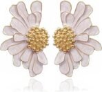El Regalo Oversized Boho Daisy Flower Earrings- Bridal Statement Enameled Vintage Daisy Flowers Earrings For Haldi, Mehndi and Party - Fast Shipping to USA & Canada