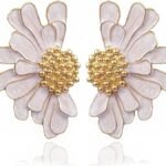 El Regalo Oversized Boho Daisy Flower Earrings- Bridal Statement Enameled Vintage Daisy Flowers Earrings For Haldi, Mehndi and Party - Fast Shipping to USA & Canada