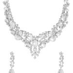 Yellow Chimes Jewellery Set for Women and Girls Fashion White Crystal Jewellery Set for Women | Silver Toned Crystal Choker Necklace Set | Birthday Gift for Girls & Women - Fast Shipping to USA & Canada