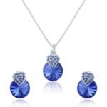 Mahi Rhodium Plated Strawberry Pendant Set Made with Swarovski Elements for Women NL1104089RPAR - Fast Shipping to USA & Canada