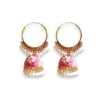 ACCESSHER Gold Tone Hoop Jhumka Earrings for Women | Meenakari Work with Enamel & Pearl Detailing | Stylish Traditional Earrings for Women & Girls - Fast Shipping to USA & Canada