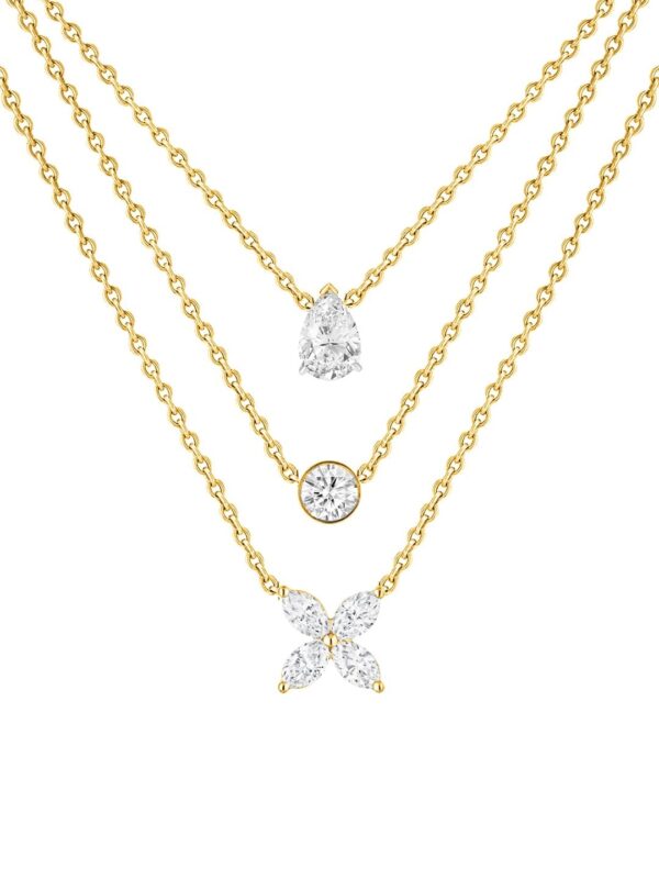 MINUTIAE Multilayer Three Layer Western Multi Shape Diamond Neck Chain Necklace for Women & Girls - Fast Shipping to USA & Canada