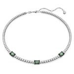 Swarovski Women Matrix Tennis Necklace, Mixed Cuts, Green, Rhodium Plated - Fast Shipping to USA & Canada