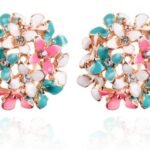 Nilu's Collection Crystal Flower Clover Stud Earrings for Women and Girl - Fast Shipping to USA & Canada