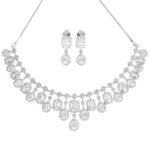 Karatcart Silver Toned American Diamond Studded Jewellery Set for Women - Fast Shipping to USA & Canada