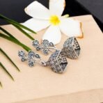 Fashion Frill Silver Oxidised Earrings Jhumka Set For Women Girls Stylish Traditional Pearl Small Jhumki Earings Pair Combo Of 4 - Fast Shipping to USA & Canada - Image 5