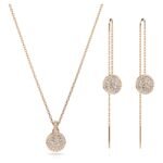 Swarovski Women Meteora Pendant And Earrings Set, White, Rose Gold-Tone Plated - Fast Shipping to USA & Canada