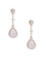 Zaveri Pearls Rose Gold Cubic Zirconia Contemporary Pear Drop Earring For Women-ZPFK10684 - Fast Shipping to USA & Canada
