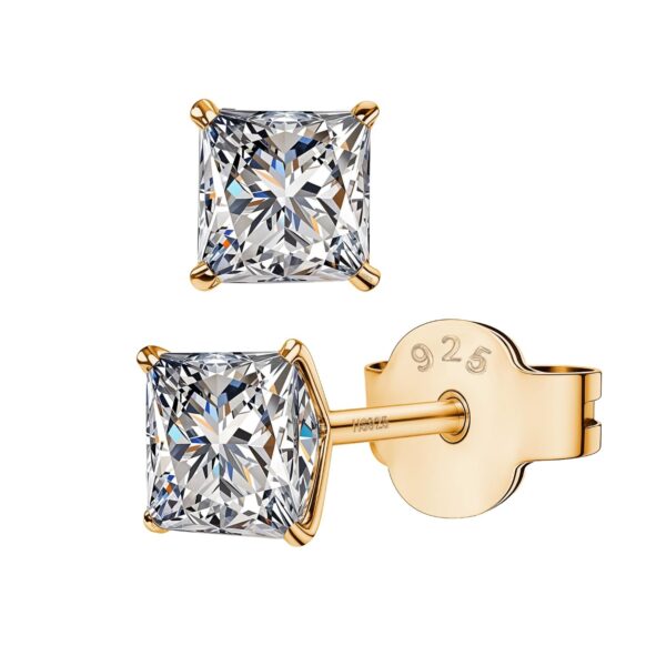 HighSpark 925 Silver Gold Square Stud Earrings - Fast Shipping to USA & Canada
