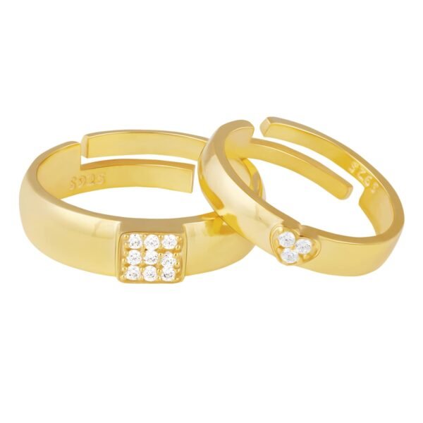 GIVA 925 Silver Golden Shining Love Couple Rings, Adjustable | Promise Rings for Men & Women | With Certificate of Authenticity and 925 Stamp | 6 Month Warranty*