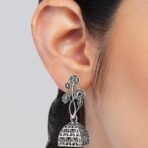 Fashion Frill Silver Oxidised Earrings Jhumka Set For Women Girls Stylish Traditional Pearl Small Jhumki Earings Pair Combo Of 4 - Fast Shipping to USA & Canada - Image 7