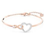 Swarovski Hyperbola bangle, Infinity and heart, White, Mixed metal finish - Fast Shipping to USA & Canada