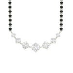 CLARA 925 Sterling Silver 7 Stone Mangalsutra Earring Chain Jewellery Set | Platinum Plated, Swiss Zirconia | Gift for Wife - Fast Shipping to USA & Canada