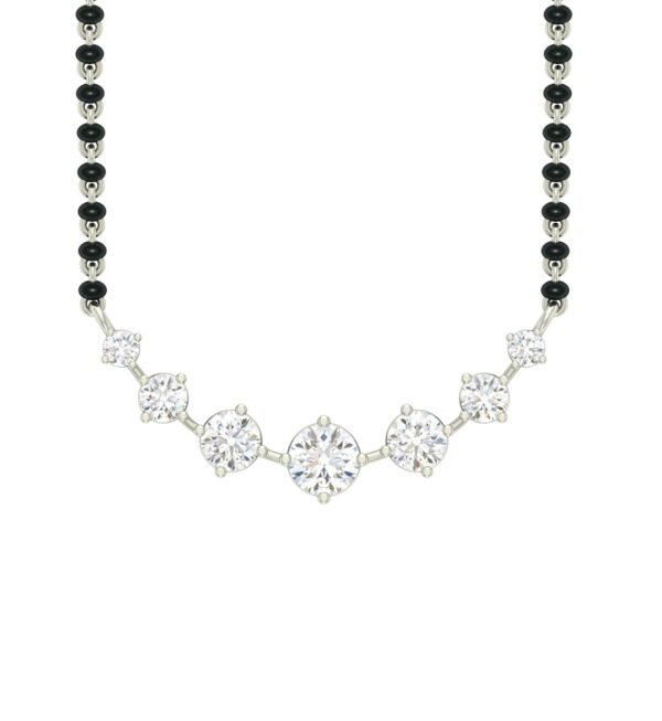 CLARA 925 Sterling Silver 7 Stone Mangalsutra Earring Chain Jewellery Set | Platinum Plated, Swiss Zirconia | Gift for Wife - Fast Shipping to USA & Canada