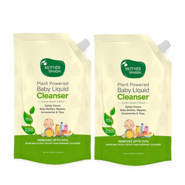 Mother Sparsh Natural Baby Liquid Cleanser (Powered by Plants) Cleanser for Baby Bottles, Nipples, Accessories and Toys, Refill Pack (1L) - Fast Shipping to USA & Canada