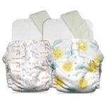 Mother Sparsh Plant Powered Cloth Diaper for Babies-Free Size | Medical Grade Fabric with 100% Organic Cotton | 13 Layer Breathable Soaker With Built-In Booster Pad | Pack of 2 (B.Cute&S.Sun) - Fast Shipping to USA & Canada