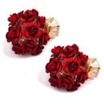 Sukkhi Crystals from Swarovski Women's/Girls Stud Gold Plated Brass Earring (Red, Yellow, E81056) - Fast Shipping to USA & Canada