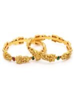 Karatcart Antique Gold Plated Set of 2 Mata Laxmi Rajwadi Temple Bangles for Women - Fast Shipping to USA & Canada