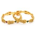 Karatcart Antique Gold Plated Set of 2 Mata Laxmi Rajwadi Temple Bangles for Women - Fast Shipping to USA & Canada