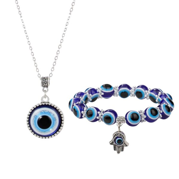 Fashion Frill Evil Eye Silver Chain For Women With Evil Eye Bracelet For Men Women Girls Pendant Chain Jewellery Combo - Fast Shipping to USA & Canada