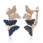 Shining Diva Fashion 18k Rose Gold Plated Latest Stylish Copper Zircon Butterfly Earrings for Women and Girls (15916er) - Fast Shipping to USA & Canada