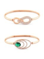 ZAVERI PEARLS Set of 2 Rose Gold Tone Contemporary Cubic Zirconia Brass Kada Style Bracelet For Women-ZPFK17976 - Fast Shipping to USA & Canada