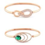 ZAVERI PEARLS Set of 2 Rose Gold Tone Contemporary Cubic Zirconia Brass Kada Style Bracelet For Women-ZPFK17976 - Fast Shipping to USA & Canada