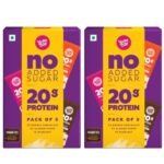 Yogabar No Added Sugar 20g Protein Bars | High Protein & Energy Bars | Added Probiotics & Whey | 20g Protein & 10g Fibre Nutrition Bars| Pack of 10 Bars x 70grams Each | No Preservatives | Pack of 2 - Fast Shipping to USA & Canada