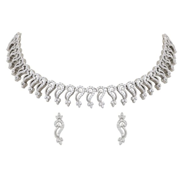 I Jewels Silver Plated Cubic Zirconia American Diamond Necklace & Earrings Jewellery Set for Women (AD0011S) - Fast Shipping to USA & Canada