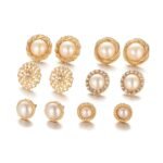 Shining Diva Fashion Combo Of 6 Stylish Pearl Stud Earrings For Women's And Girls (White) (Cmb260) - Fast Shipping to USA & Canada