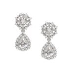 Accessher Silver Plated AD Drop Earrings with Floral Design - Fast Shipping to USA & Canada