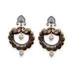 ACCESSHER Gold Tone Oxidised Pearl Drop Jhumka Earrings - Fast Shipping to USA & Canada