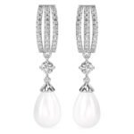 Clara 925 Sterling Silver Pearl Queen Pendant Earring Chain Jewellery Set | Rhodium Plated, Swiss Zirconia | Gift for Women & Girls - Fast Shipping to USA & Canada