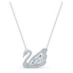 Swarovski Women Dancing Swan Necklace, White, Rhodium Plated - Fast Shipping to USA & Canada